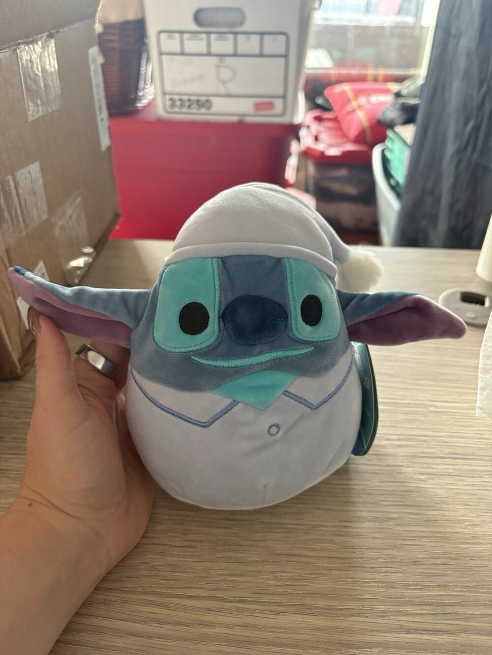 Disney Stitch Squishmallows Christmas Santa Hat Plush Kellytoy 8” NWT